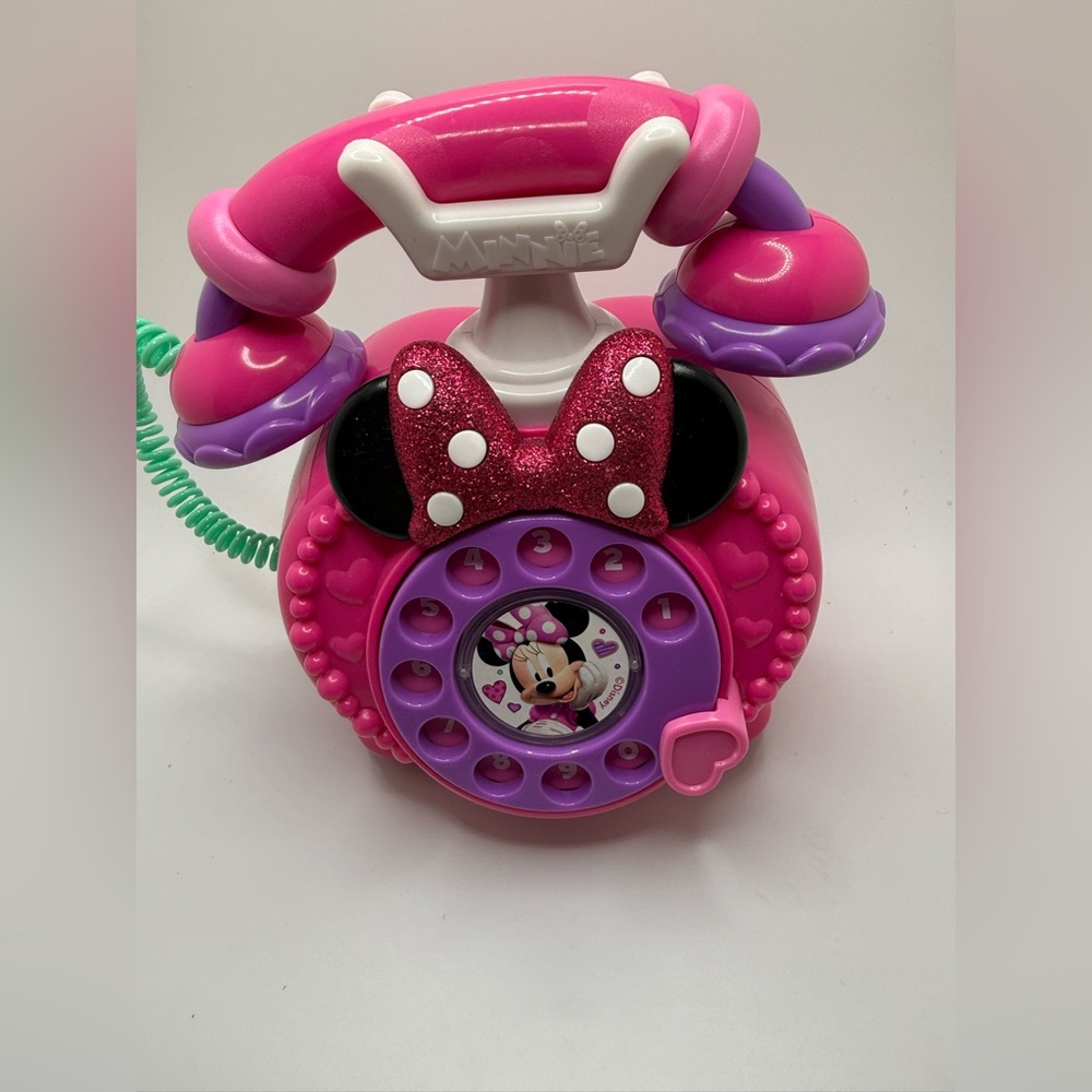 Disney Mini Minnie Mouse Toy Phone Dial Rotary Play Pretend